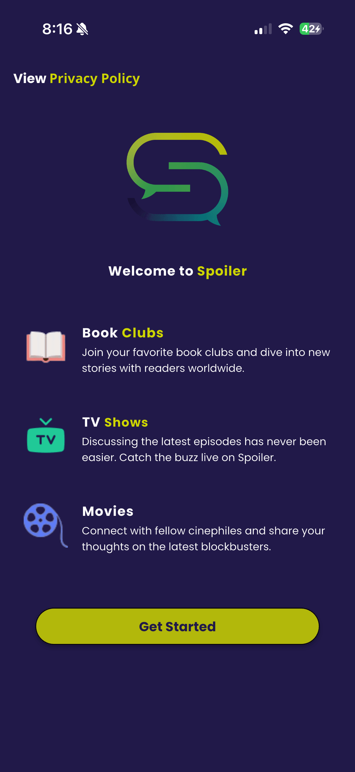 Spoiler Talk App Interface